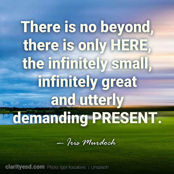 There is no beyond, there is only here, the infinitely small, infinitely great and utterly demanding present.