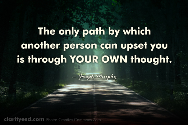 The only path by which another person can upset you is through your own thought.