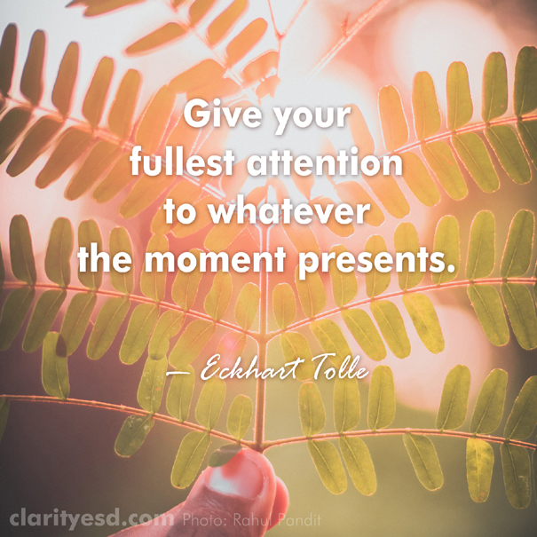 Give your fullest attention to whatever the moment presents.