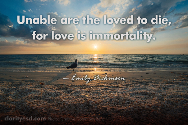 Unable are the loved to die, for love is immortality.
